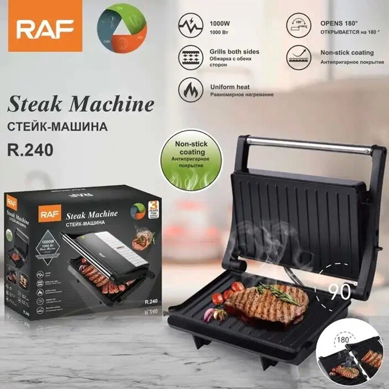 RAF R.240 Elektrikli Qril və Toster - 1000W Peşəkar Biftek Hazırlayan